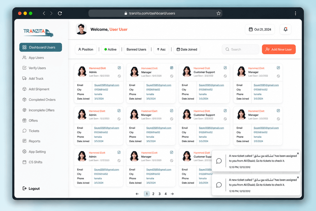 Multi-Role Tranzita Dashboard